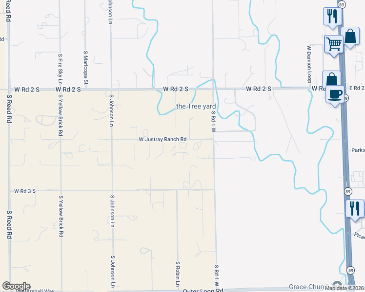 map of restaurants, bars, coffee shops, grocery stores, and more near 1155 West Justray Ranch Road in Chino Valley