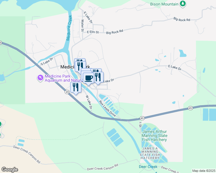 map of restaurants, bars, coffee shops, grocery stores, and more near 99 Longhorn Avenue in Medicine Park