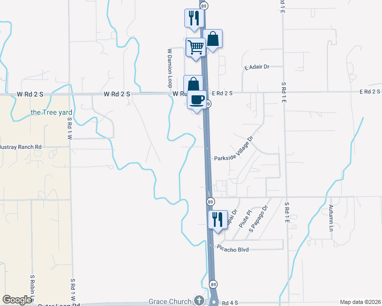 map of restaurants, bars, coffee shops, grocery stores, and more near 1268 State Highway 89 in Chino Valley