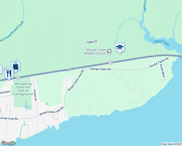 map of restaurants, bars, coffee shops, grocery stores, and more near 411 George Taylor Road in Newport