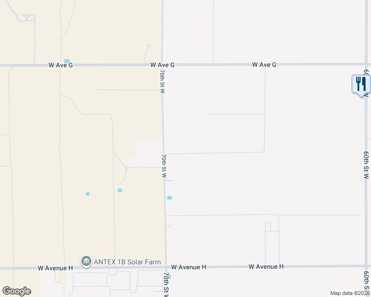map of restaurants, bars, coffee shops, grocery stores, and more near 46428 70th Street West in Lancaster