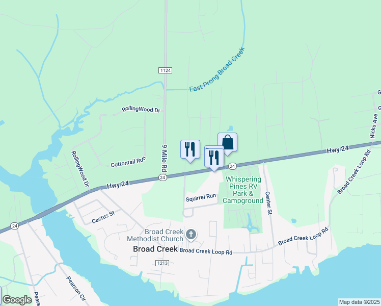 map of restaurants, bars, coffee shops, grocery stores, and more near 200 Redwood Dr in Newport