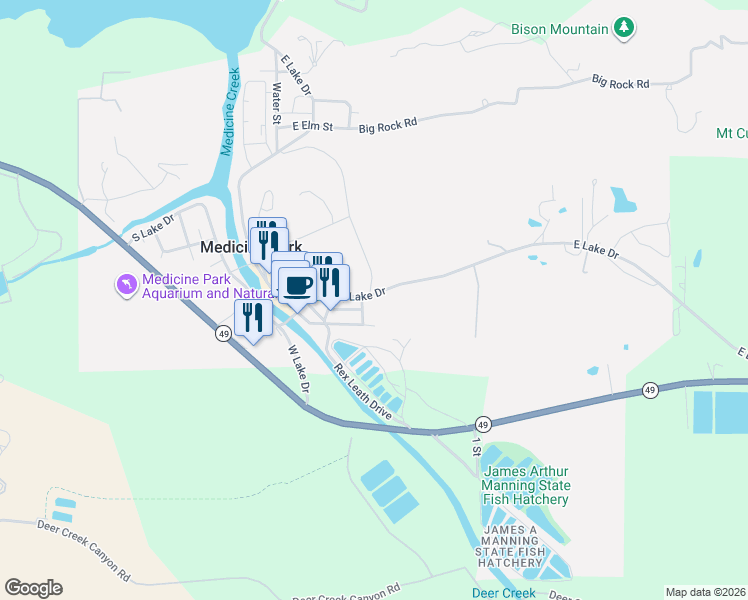 map of restaurants, bars, coffee shops, grocery stores, and more near 307 Merry Circle Drive in Medicine Park
