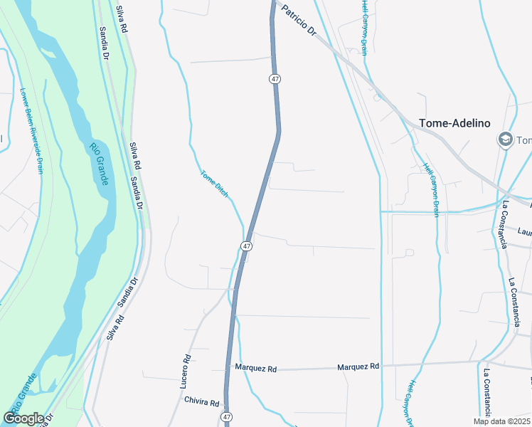map of restaurants, bars, coffee shops, grocery stores, and more near 2848 New Mexico 47 in Los Lunas