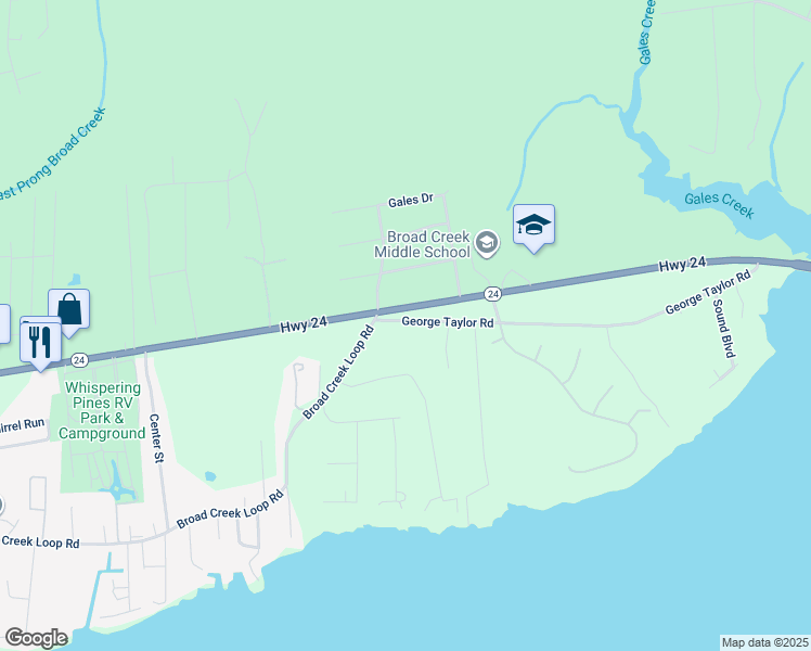 map of restaurants, bars, coffee shops, grocery stores, and more near 411 George Taylor Road in Newport