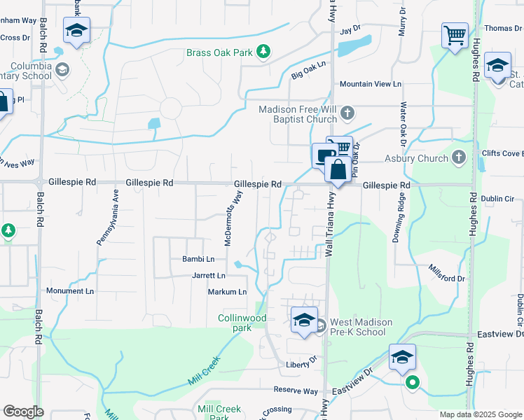 map of restaurants, bars, coffee shops, grocery stores, and more near 147 Angela Drive in Madison