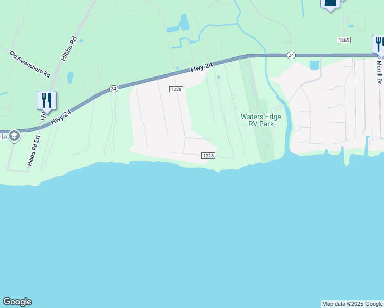map of restaurants, bars, coffee shops, grocery stores, and more near 161 Dogwood Ln in Newport
