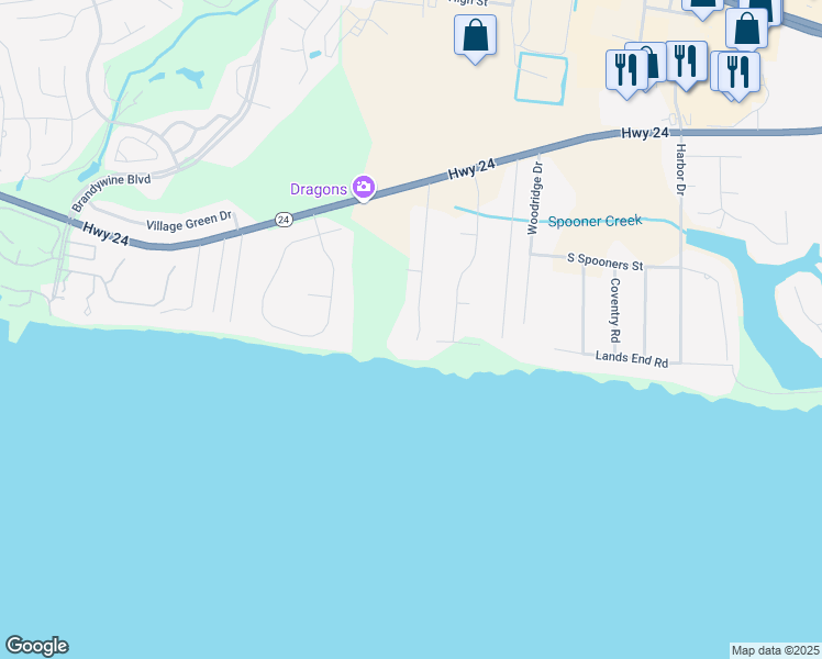 map of restaurants, bars, coffee shops, grocery stores, and more near 210 Glenn Abby Drive in Morehead City