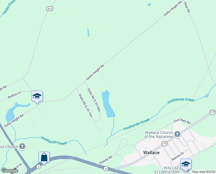 map of restaurants, bars, coffee shops, grocery stores, and more near 4207 Shaw Street in Wallace