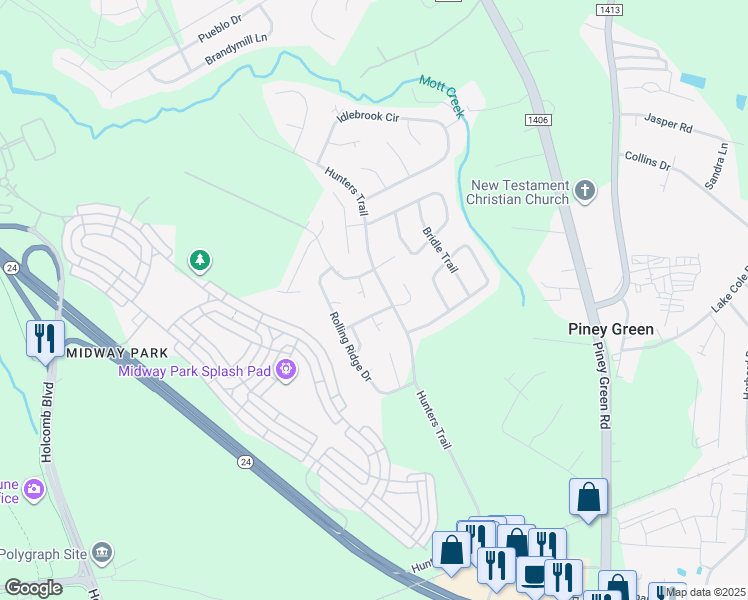map of restaurants, bars, coffee shops, grocery stores, and more near 108 Glenside Court in Jacksonville