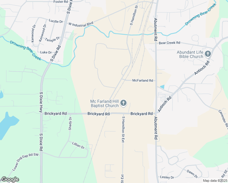 map of restaurants, bars, coffee shops, grocery stores, and more near South Hamilton Street in Dalton