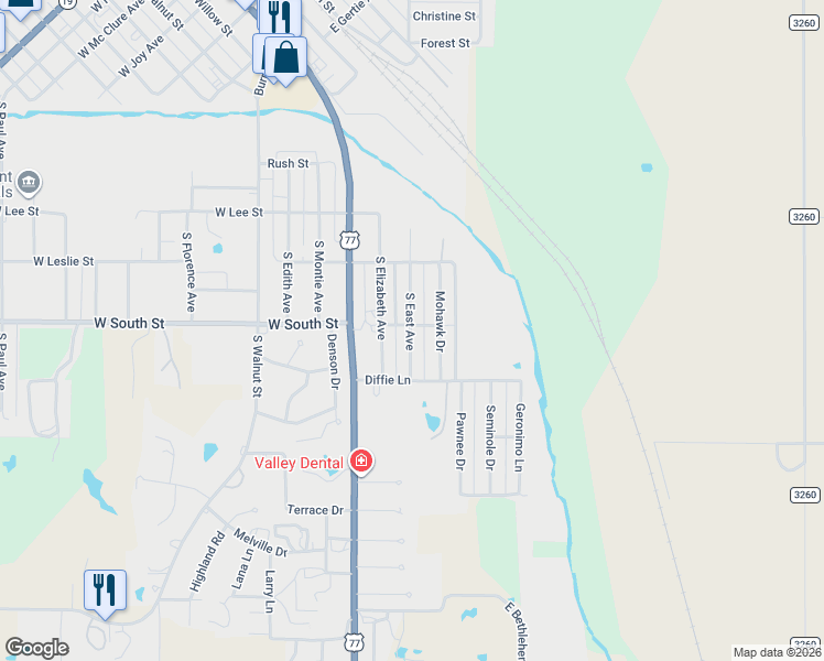 map of restaurants, bars, coffee shops, grocery stores, and more near 201 West Grant Avenue in Pauls Valley