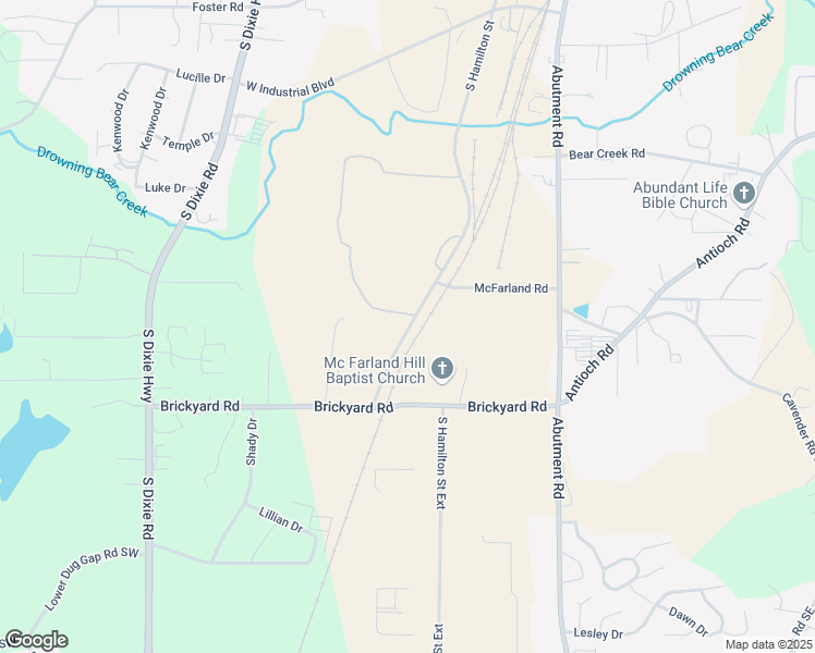 map of restaurants, bars, coffee shops, grocery stores, and more near South Hamilton Street in Dalton