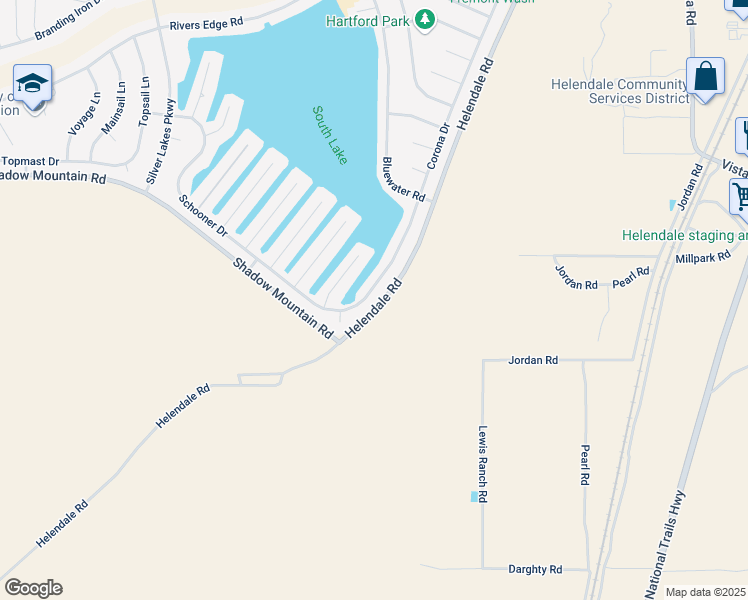 map of restaurants, bars, coffee shops, grocery stores, and more near 26219 Corona Drive in Helendale