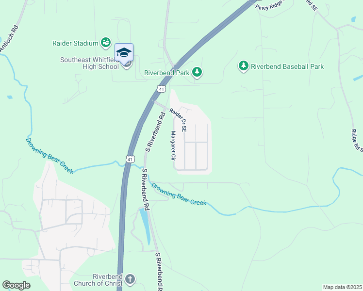 map of restaurants, bars, coffee shops, grocery stores, and more near 1452 Raider Drive Southeast in Dalton
