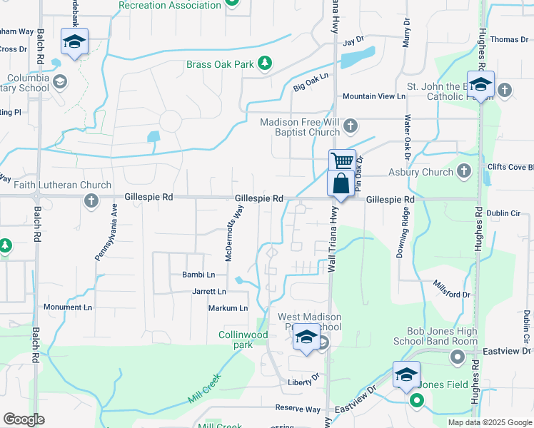 map of restaurants, bars, coffee shops, grocery stores, and more near 147 Angela Drive in Madison
