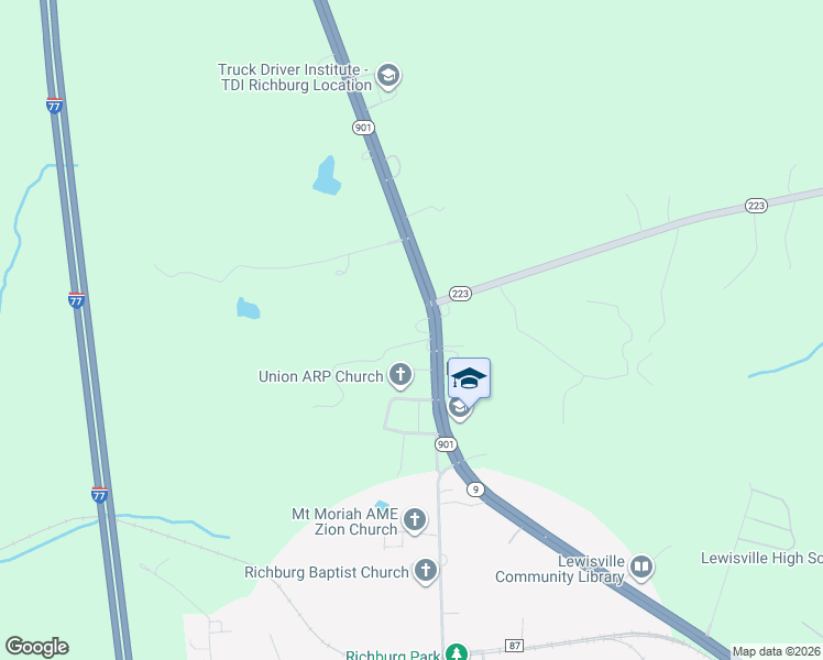 map of restaurants, bars, coffee shops, grocery stores, and more near 3560 Lancaster Highway in Richburg