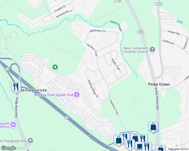 map of restaurants, bars, coffee shops, grocery stores, and more near 108 Glenside Court in Jacksonville