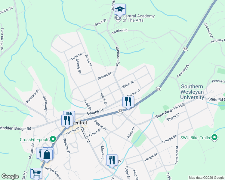 map of restaurants, bars, coffee shops, grocery stores, and more near 304 Eaton Street in Central