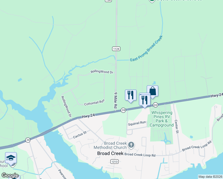 map of restaurants, bars, coffee shops, grocery stores, and more near 173 9 Mile Road in Newport