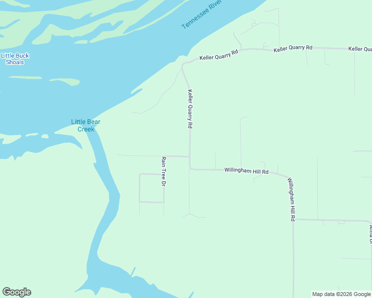 map of restaurants, bars, coffee shops, grocery stores, and more near Keller Quarry Road in Tuscumbia