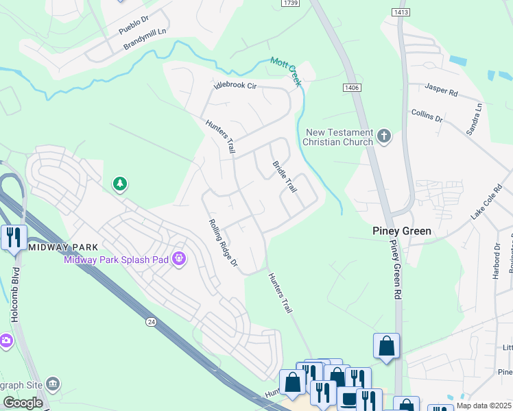 map of restaurants, bars, coffee shops, grocery stores, and more near 2207 Timberbrook Lane in Jacksonville