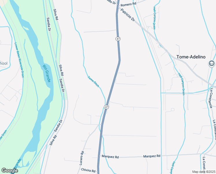 map of restaurants, bars, coffee shops, grocery stores, and more near 2848 New Mexico 47 in Los Lunas