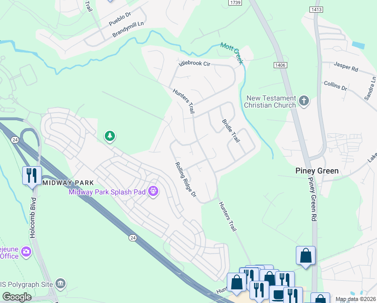 map of restaurants, bars, coffee shops, grocery stores, and more near 108 Glenside Court in Jacksonville