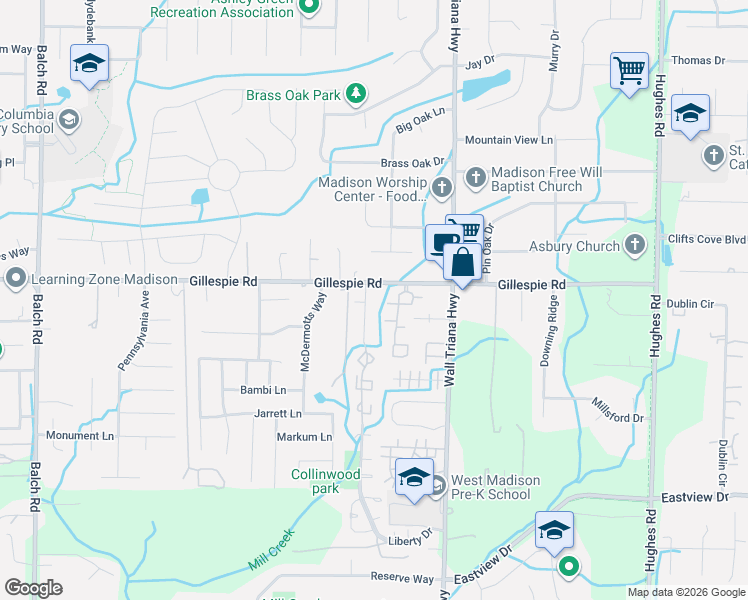 map of restaurants, bars, coffee shops, grocery stores, and more near 148 Angela Drive in Madison