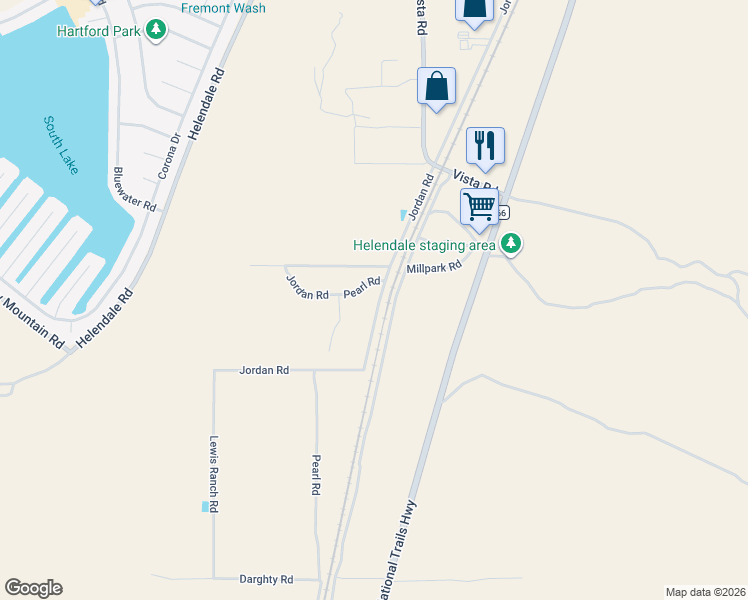map of restaurants, bars, coffee shops, grocery stores, and more near 26272 Jordan Road in Helendale