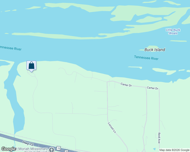 map of restaurants, bars, coffee shops, grocery stores, and more near 929-931 Locust Shores Rd in Tuscumbia