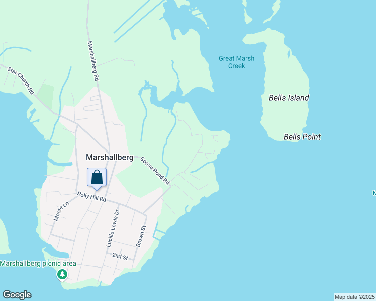 map of restaurants, bars, coffee shops, grocery stores, and more near 171 Through the Woods Road in Marshallberg