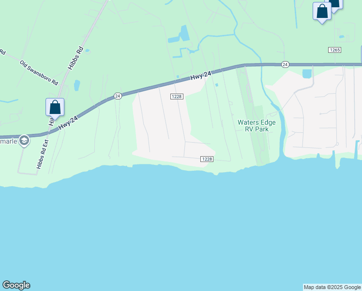 map of restaurants, bars, coffee shops, grocery stores, and more near 228 Water Oak Dr in Newport