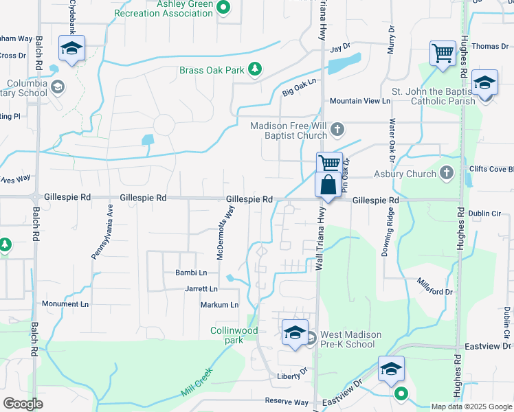 map of restaurants, bars, coffee shops, grocery stores, and more near 151 Angela Drive in Madison