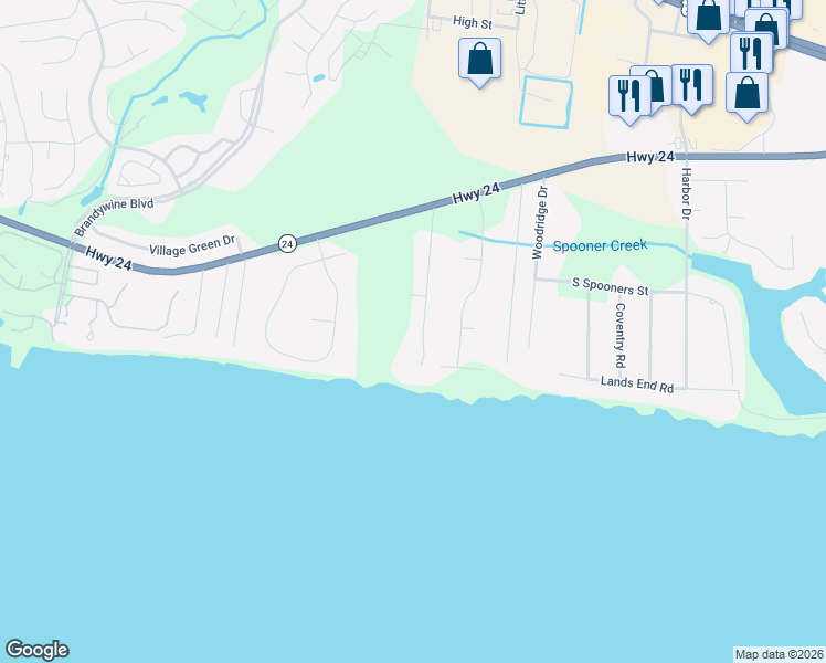 map of restaurants, bars, coffee shops, grocery stores, and more near 215-299 Glenn Abby Dr in Morehead City