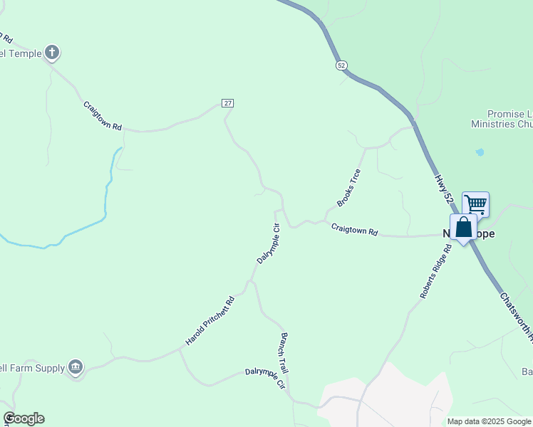 map of restaurants, bars, coffee shops, grocery stores, and more near 328-554 Dalrymple Circle in Ellijay