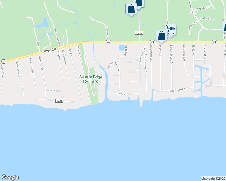 map of restaurants, bars, coffee shops, grocery stores, and more near 114 Mary Lane in Newport