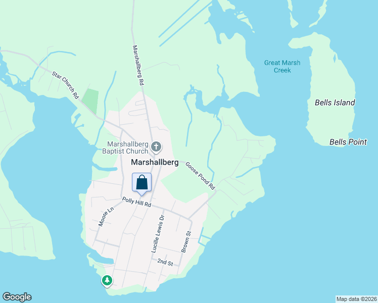 map of restaurants, bars, coffee shops, grocery stores, and more near 142-182 Goose Pond Road in Marshallberg