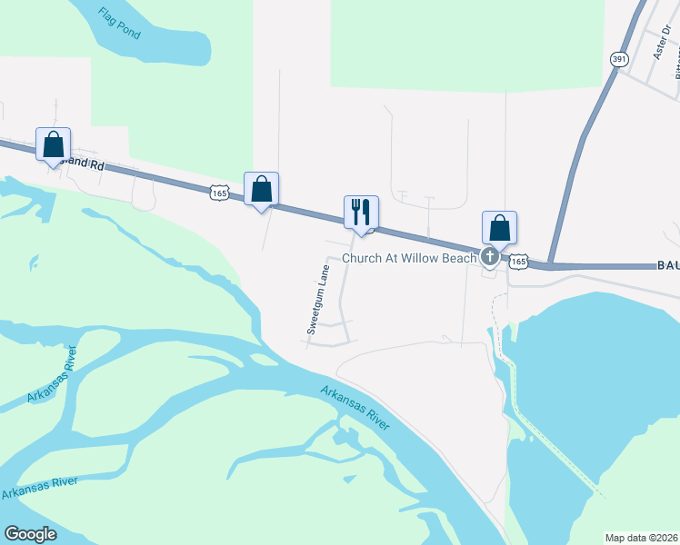 map of restaurants, bars, coffee shops, grocery stores, and more near 1405 Myrna Lane in North Little Rock