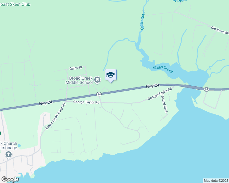 map of restaurants, bars, coffee shops, grocery stores, and more near 2382 North Carolina 24 in Newport