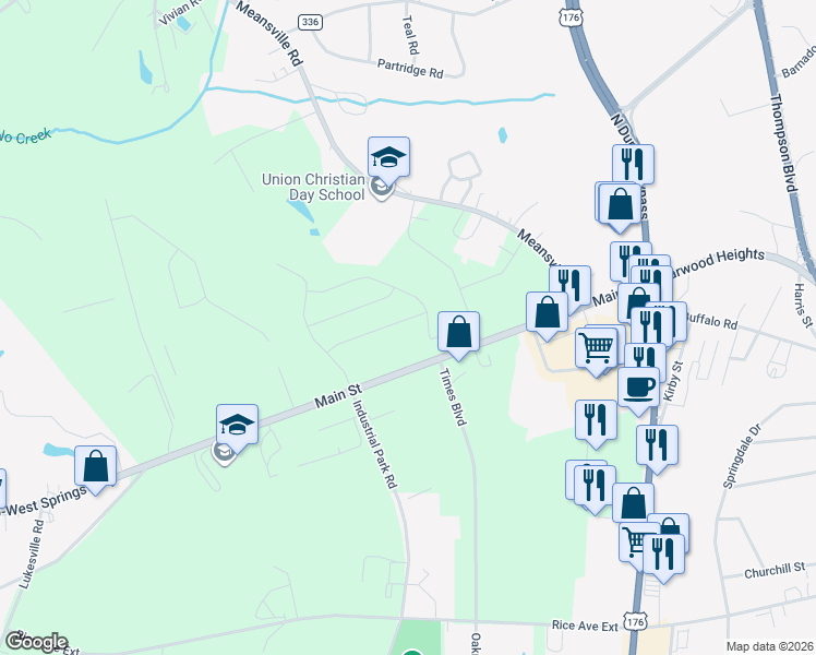 map of restaurants, bars, coffee shops, grocery stores, and more near 110 Newland Drive in Union
