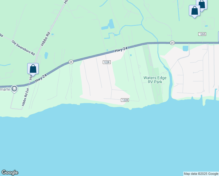 map of restaurants, bars, coffee shops, grocery stores, and more near 204 Water Oak Drive in Newport