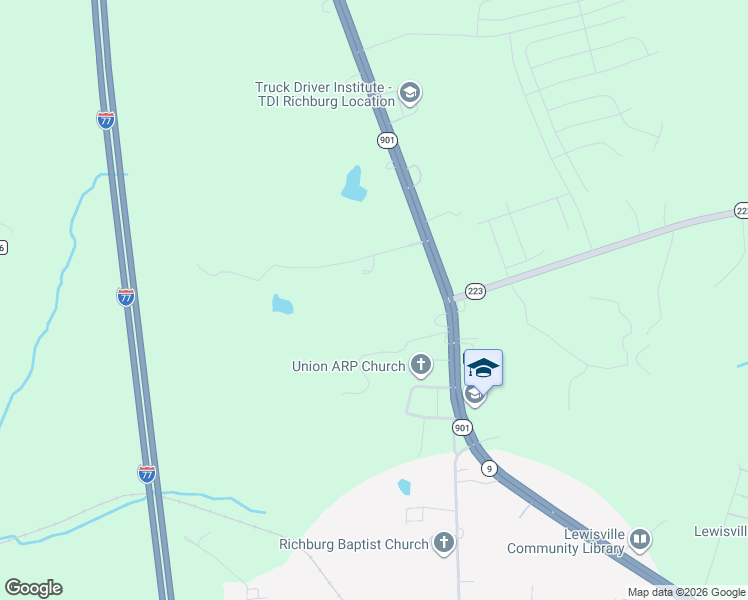 map of restaurants, bars, coffee shops, grocery stores, and more near 843 Elliott Road in Richburg