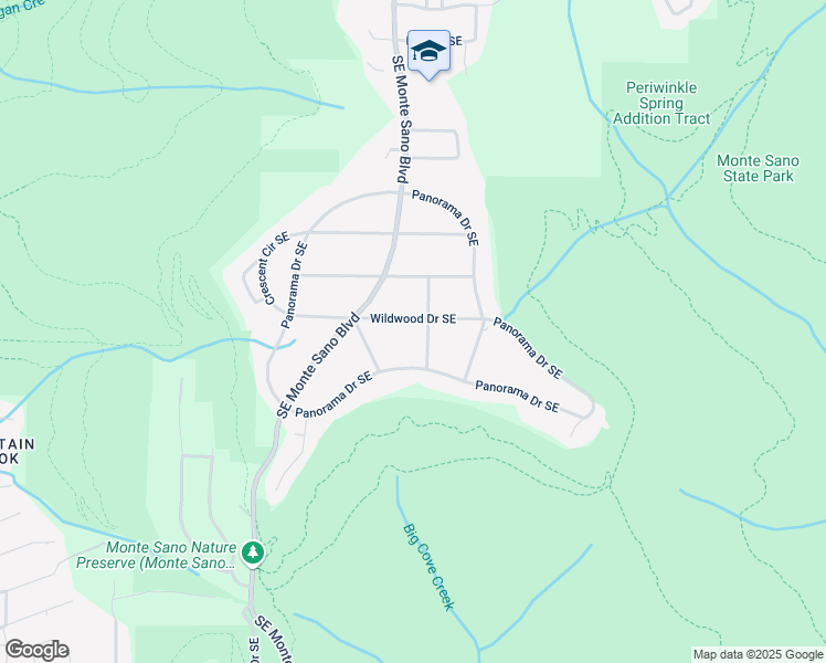 map of restaurants, bars, coffee shops, grocery stores, and more near 3407 Wildwood Drive Southeast in Huntsville