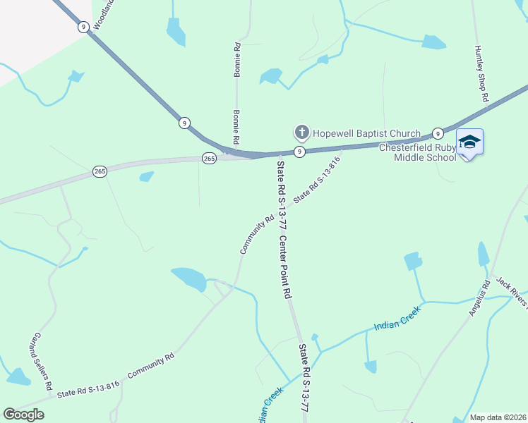 map of restaurants, bars, coffee shops, grocery stores, and more near 40 Community Road in Chesterfield