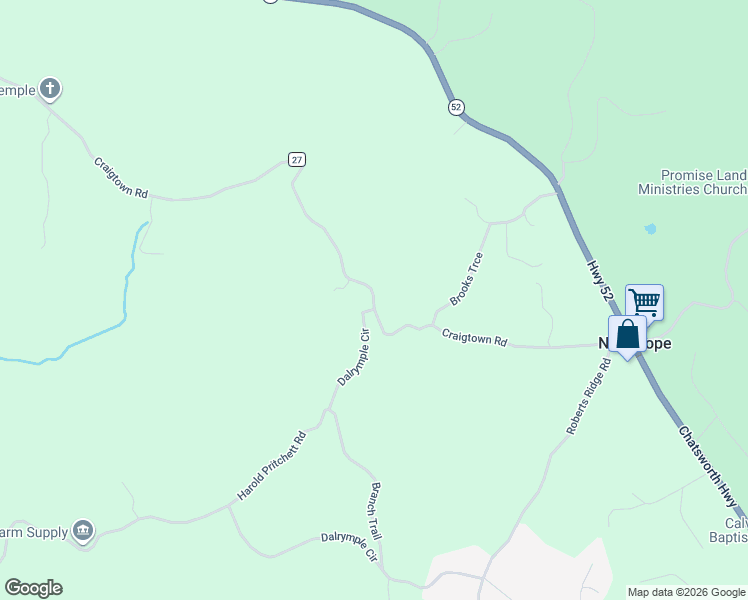 map of restaurants, bars, coffee shops, grocery stores, and more near 842 Craigtown Road in Ellijay