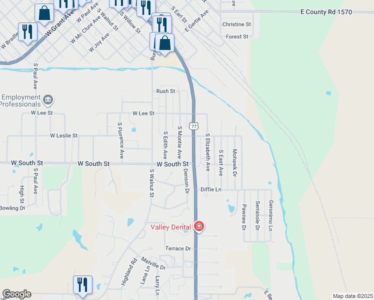 map of restaurants, bars, coffee shops, grocery stores, and more near 1003 South Chickasaw Street in Pauls Valley