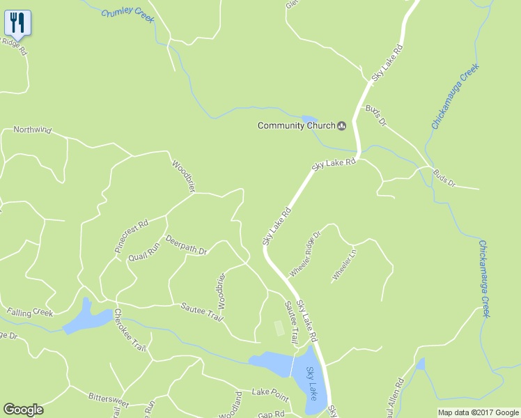 map of restaurants, bars, coffee shops, grocery stores, and more near 1365 Sky Lake Road in Sautee Nacoochee