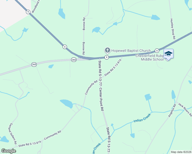 map of restaurants, bars, coffee shops, grocery stores, and more near 40 Community Road in Chesterfield