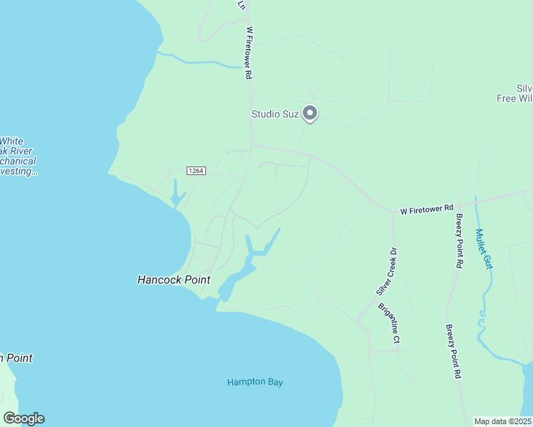 map of restaurants, bars, coffee shops, grocery stores, and more near 130 White Heron Ln in Swansboro